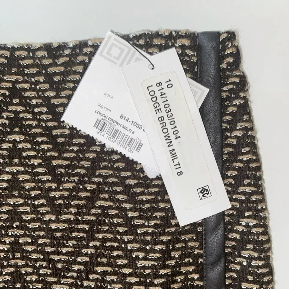 LIZ CLAIBORNE WOMENS TWEED SKIRT WITH LEATHER STRIPE SIZE 10 NWT - Picture 2 of 4